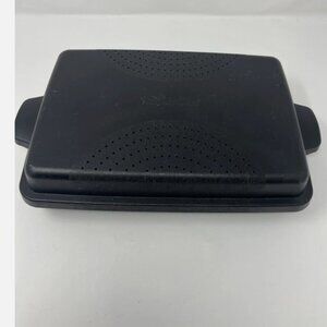 The Pampered Chef Black Shallow Rectangle Microwave Cooker Bacon Veggie Steamer